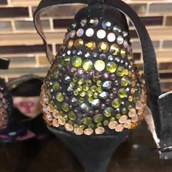 Betsey Johnson open toe heels with bling backs ankle strap women’s 8.5 - Picture 4 of 10